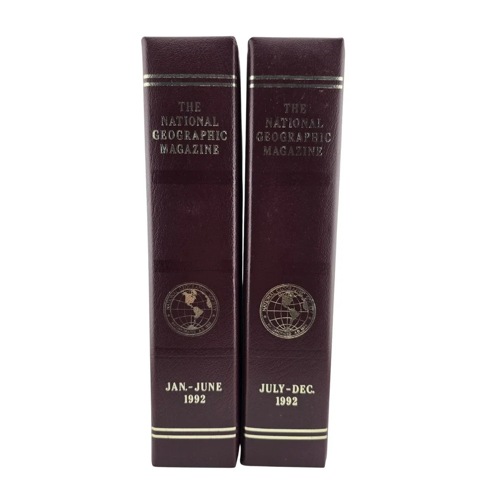 National Geographic Magazine Slipcase Binders 1992 OS Burgundy Good Vintage Set
